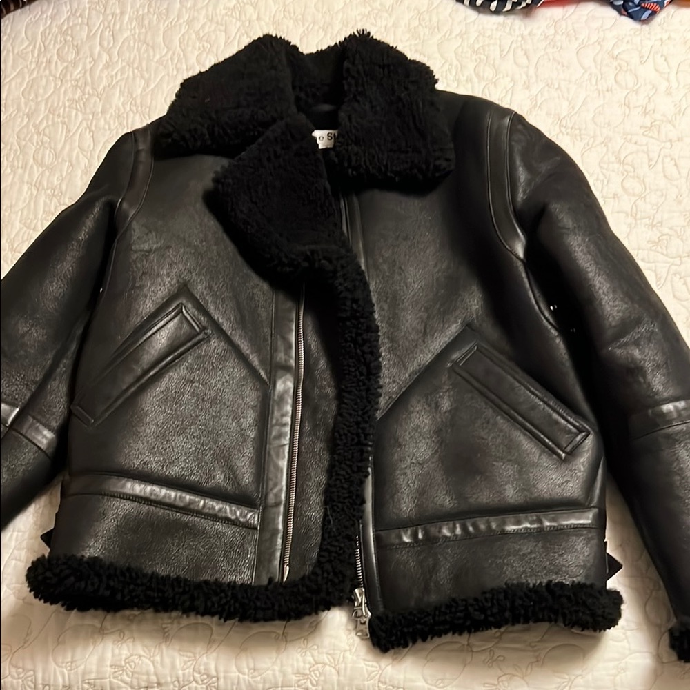 Men’s Acne Studios Black Shearling Leather Jacket